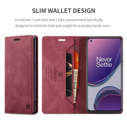 For OnePlus 8T Wallet Case AUTSPACE A01 Leather Stand Cover with RFID Blocking Card Holder