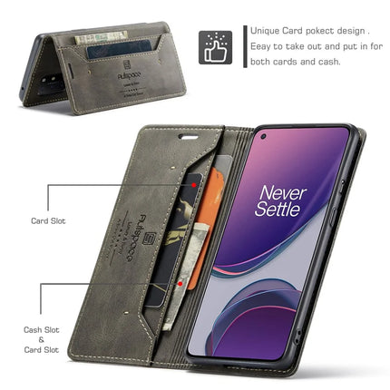 For OnePlus 8T Wallet Case AUTSPACE A01 Leather Stand Cover with RFID Blocking Card Holder