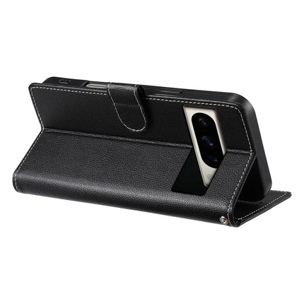 For Google Pixel 8 Pro Stand Case Litchi Texture Leather Wallet Phone Cover Magnetic Snap