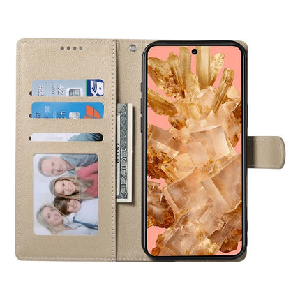 DF-012 For Google Pixel 8a Case Litchi Texture Leather Magnetic Clasp Wallet Stand Phone Cover with Wrist Strap