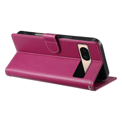 DF-012 For Google Pixel 8a Case Litchi Texture Leather Magnetic Clasp Wallet Stand Phone Cover with Wrist Strap