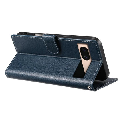 DF-012 For Google Pixel 8a Case Litchi Texture Leather Magnetic Clasp Wallet Stand Phone Cover with Wrist Strap