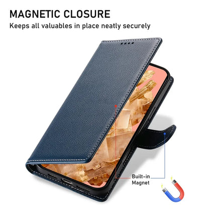 DF-012 For Google Pixel 8a Case Litchi Texture Leather Magnetic Clasp Wallet Stand Phone Cover with Wrist Strap