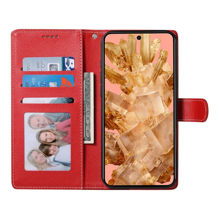 DF-012 For Google Pixel 8a Case Litchi Texture Leather Magnetic Clasp Wallet Stand Phone Cover with Wrist Strap