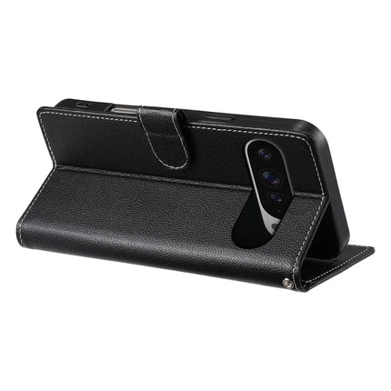 For Google Pixel 9 Pro XL Stand Case Litchi Texture Leather Wallet Phone Cover Magnetic Snap