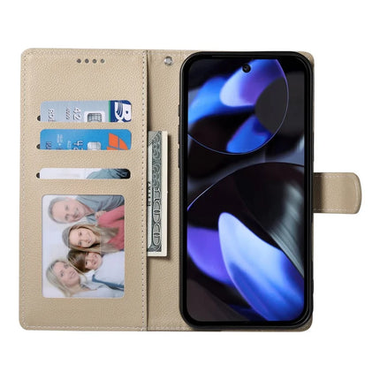 DF-012 For Google Pixel 9a Case Litchi Texture Leather Magnetic Clasp Wallet Stand Phone Cover