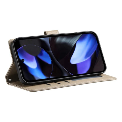 DF-012 For Google Pixel 9a Case Litchi Texture Leather Magnetic Clasp Wallet Stand Phone Cover