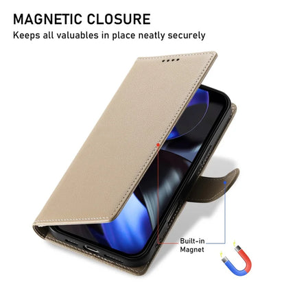 DF-012 For Google Pixel 9a Case Litchi Texture Leather Magnetic Clasp Wallet Stand Phone Cover