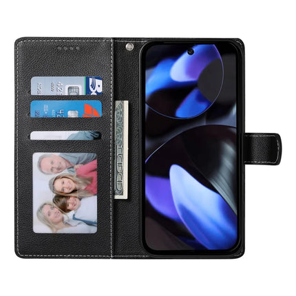 DF-012 For Google Pixel 9a Case Litchi Texture Leather Magnetic Clasp Wallet Stand Phone Cover