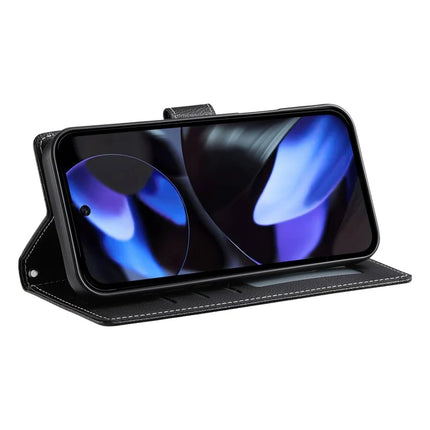 DF-012 For Google Pixel 9a Case Litchi Texture Leather Magnetic Clasp Wallet Stand Phone Cover