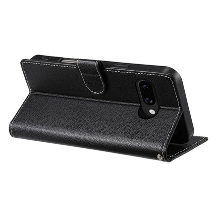 DF-012 For Google Pixel 9a Case Litchi Texture Leather Magnetic Clasp Wallet Stand Phone Cover