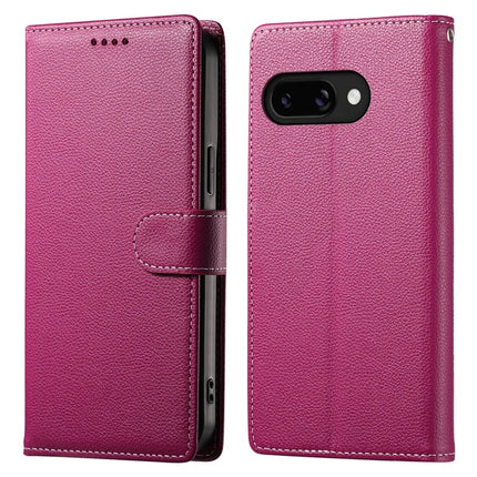 DF-012 For Google Pixel 9a Case Litchi Texture Leather Magnetic Clasp Wallet Stand Phone Cover - Rose
