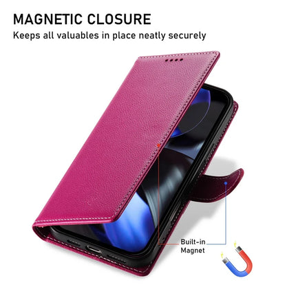 DF-012 For Google Pixel 9a Case Litchi Texture Leather Magnetic Clasp Wallet Stand Phone Cover