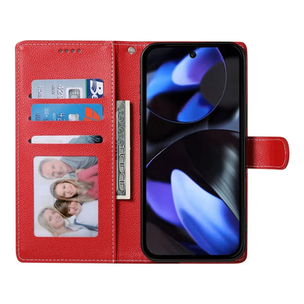 DF-012 For Google Pixel 9a Case Litchi Texture Leather Magnetic Clasp Wallet Stand Phone Cover