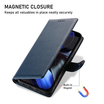 DF-012 For Google Pixel 9a Case Litchi Texture Leather Magnetic Clasp Wallet Stand Phone Cover