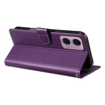 Stand Case for Motorola Moto G24 4G / G04 4G Litchi Texture Leather Wallet Phone Cover Magnetic Snap
