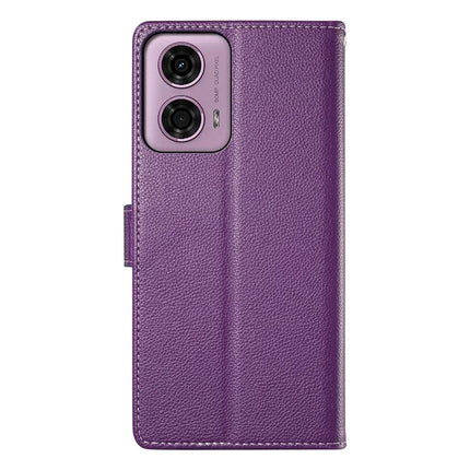 Stand Case for Motorola Moto G24 4G / G04 4G Litchi Texture Leather Wallet Phone Cover Magnetic Snap