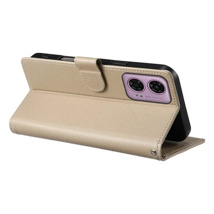 Stand Case for Motorola Moto G24 4G / G04 4G Litchi Texture Leather Wallet Phone Cover Magnetic Snap