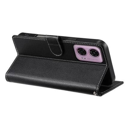Stand Case for Motorola Moto G24 4G / G04 4G Litchi Texture Leather Wallet Phone Cover Magnetic Snap