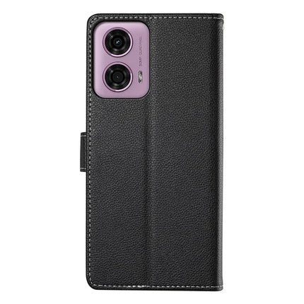 Stand Case for Motorola Moto G24 4G / G04 4G Litchi Texture Leather Wallet Phone Cover Magnetic Snap