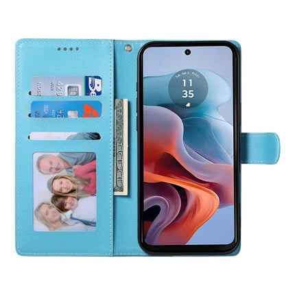 Stand Case for Motorola Moto G24 4G / G04 4G Litchi Texture Leather Wallet Phone Cover Magnetic Snap