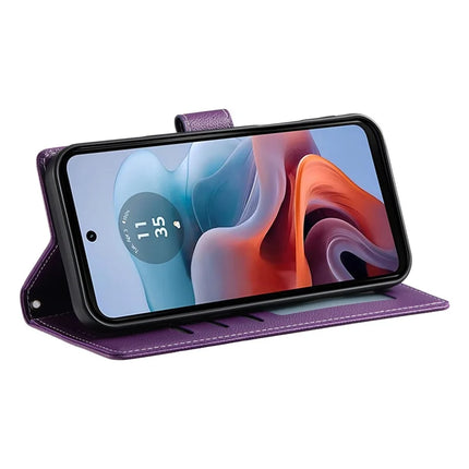DF-012 For Motorola Moto G45 5G / G34 5G Case Litchi Texture Leather Magnetic Clasp Wallet Stand Phone Cover