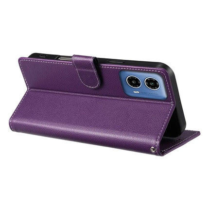 DF-012 For Motorola Moto G45 5G / G34 5G Case Litchi Texture Leather Magnetic Clasp Wallet Stand Phone Cover