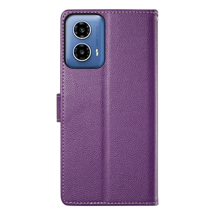 DF-012 For Motorola Moto G45 5G / G34 5G Case Litchi Texture Leather Magnetic Clasp Wallet Stand Phone Cover