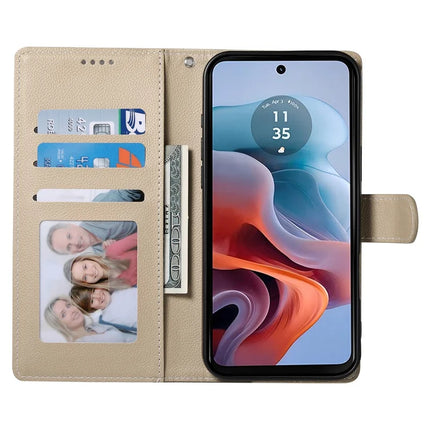 DF-012 For Motorola Moto G45 5G / G34 5G Case Litchi Texture Leather Magnetic Clasp Wallet Stand Phone Cover