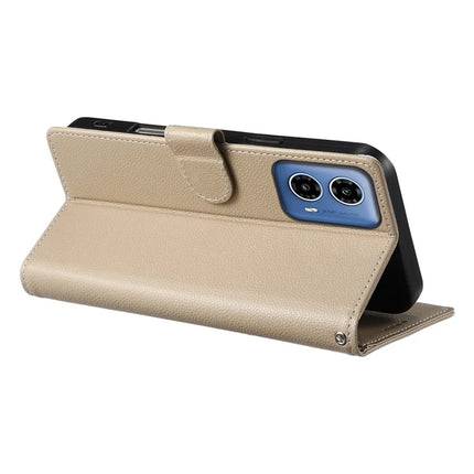 DF-012 For Motorola Moto G45 5G / G34 5G Case Litchi Texture Leather Magnetic Clasp Wallet Stand Phone Cover