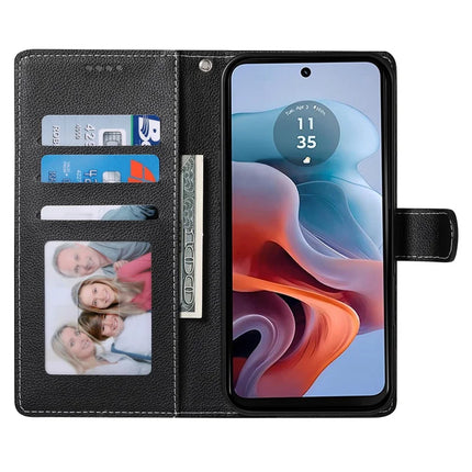 DF-012 For Motorola Moto G45 5G / G34 5G Case Litchi Texture Leather Magnetic Clasp Wallet Stand Phone Cover