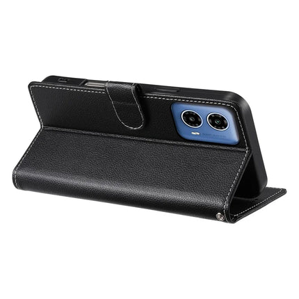 DF-012 For Motorola Moto G45 5G / G34 5G Case Litchi Texture Leather Magnetic Clasp Wallet Stand Phone Cover