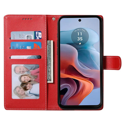 DF-012 For Motorola Moto G45 5G / G34 5G Case Litchi Texture Leather Magnetic Clasp Wallet Stand Phone Cover