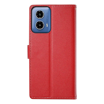 DF-012 For Motorola Moto G45 5G / G34 5G Case Litchi Texture Leather Magnetic Clasp Wallet Stand Phone Cover