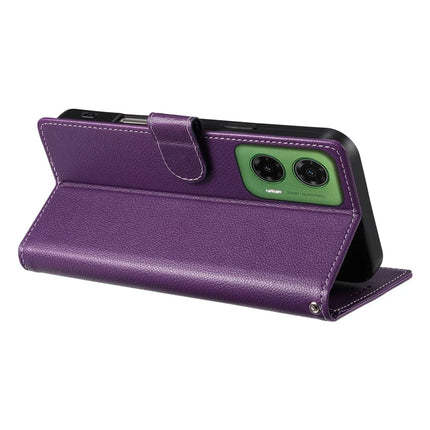 DF-012 For Motorola Moto G35 5G Case Litchi Texture Leather Magnetic Clasp Wallet Stand Phone Cover