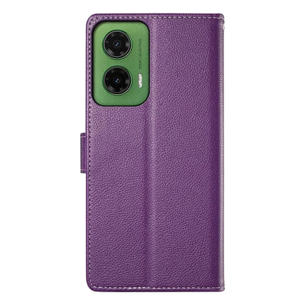DF-012 For Motorola Moto G35 5G Case Litchi Texture Leather Magnetic Clasp Wallet Stand Phone Cover