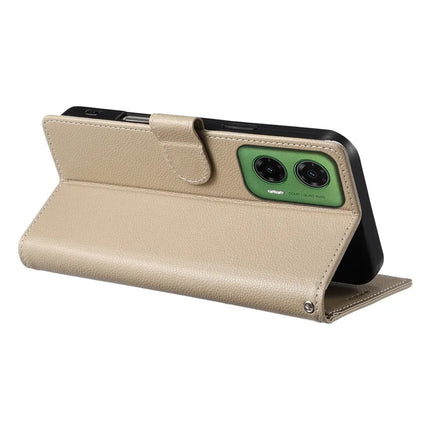 DF-012 For Motorola Moto G35 5G Case Litchi Texture Leather Magnetic Clasp Wallet Stand Phone Cover