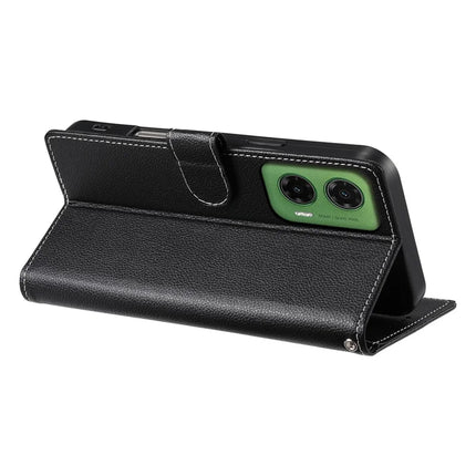 DF-012 For Motorola Moto G35 5G Case Litchi Texture Leather Magnetic Clasp Wallet Stand Phone Cover