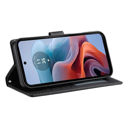 DF-012 For Motorola Moto G35 5G Case Litchi Texture Leather Magnetic Clasp Wallet Stand Phone Cover