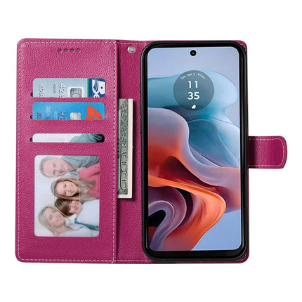 DF-012 For Motorola Moto G35 5G Case Litchi Texture Leather Magnetic Clasp Wallet Stand Phone Cover