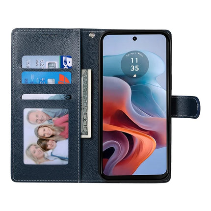 DF-012 For Motorola Moto G35 5G Case Litchi Texture Leather Magnetic Clasp Wallet Stand Phone Cover