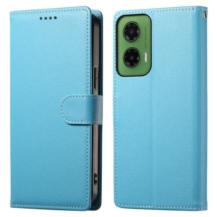 DF-012 For Motorola Moto G35 5G Case Litchi Texture Leather Magnetic Clasp Wallet Stand Phone Cover - Sky Blue