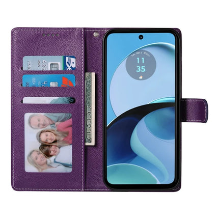 DF-012 For Motorola Moto G55 5G Case Litchi Texture Leather Magnetic Clasp Wallet Stand Phone Cover