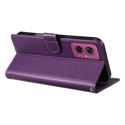 DF-012 For Motorola Moto G55 5G Case Litchi Texture Leather Magnetic Clasp Wallet Stand Phone Cover