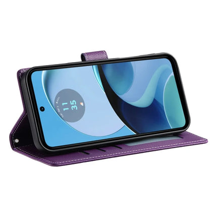 DF-012 For Motorola Moto G55 5G Case Litchi Texture Leather Magnetic Clasp Wallet Stand Phone Cover