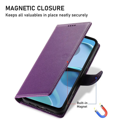 DF-012 For Motorola Moto G55 5G Case Litchi Texture Leather Magnetic Clasp Wallet Stand Phone Cover
