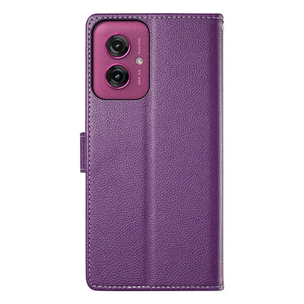 DF-012 For Motorola Moto G55 5G Case Litchi Texture Leather Magnetic Clasp Wallet Stand Phone Cover