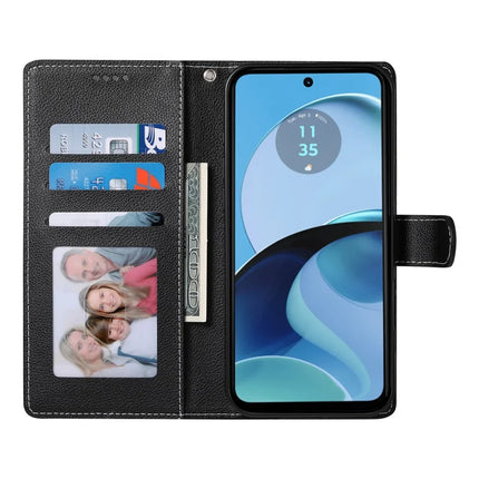 DF-012 For Motorola Moto G55 5G Case Litchi Texture Leather Magnetic Clasp Wallet Stand Phone Cover