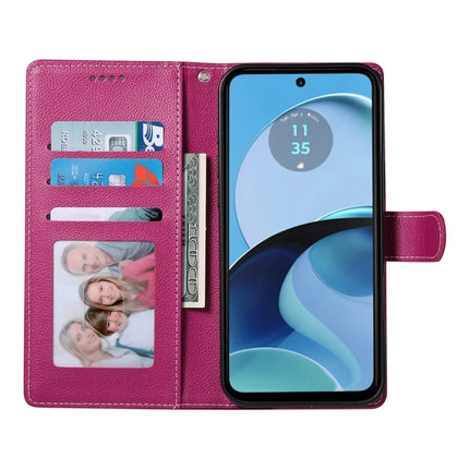 DF-012 For Motorola Moto G55 5G Case Litchi Texture Leather Magnetic Clasp Wallet Stand Phone Cover