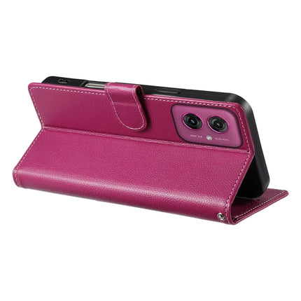 DF-012 For Motorola Moto G55 5G Case Litchi Texture Leather Magnetic Clasp Wallet Stand Phone Cover